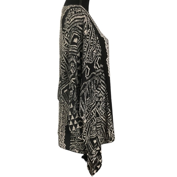 Chico’s Black and Cream Boho Tribal Print Poncho - Picture 2 of 8